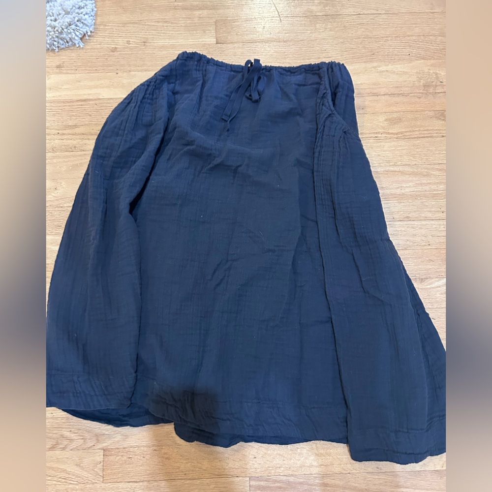 Free People Tie Waist, Flowy Skirt, Very Dark Navy ,Almost Black